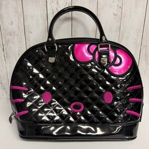Loungefly x San Rio Hello Kitty Quilted Faux Leather Pink Black Dome Bag Used